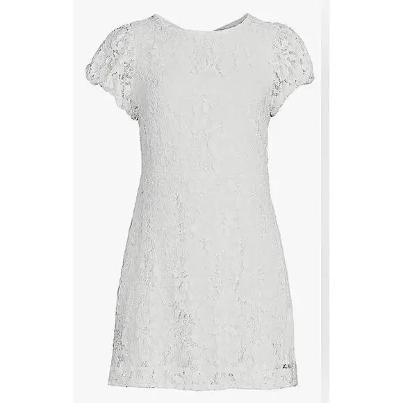 Free People Hailee Lace, Puffed Sleeve Mini Dress | Sz S, White New $168 - Picture 3 of 12